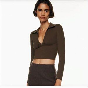 Aritzia Babaton Cropped Brown Longsleeve